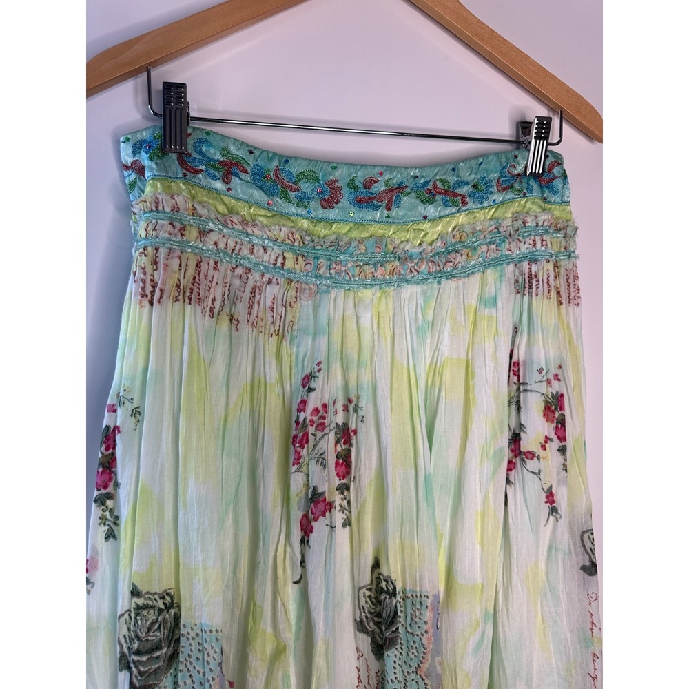 Y2K Chaudry KC Floral Embroidered Sequin Midi Skirt Fairy Ethereal Whimsical - Picture 10 of 13